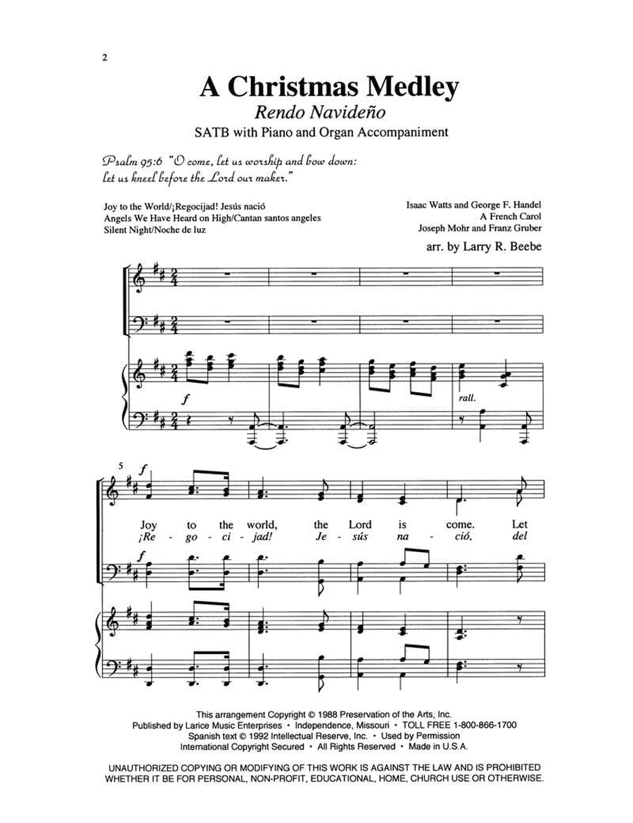 A Christmas Medley - SATB, Piano & Organ 4-Part scores gallery preview page 2