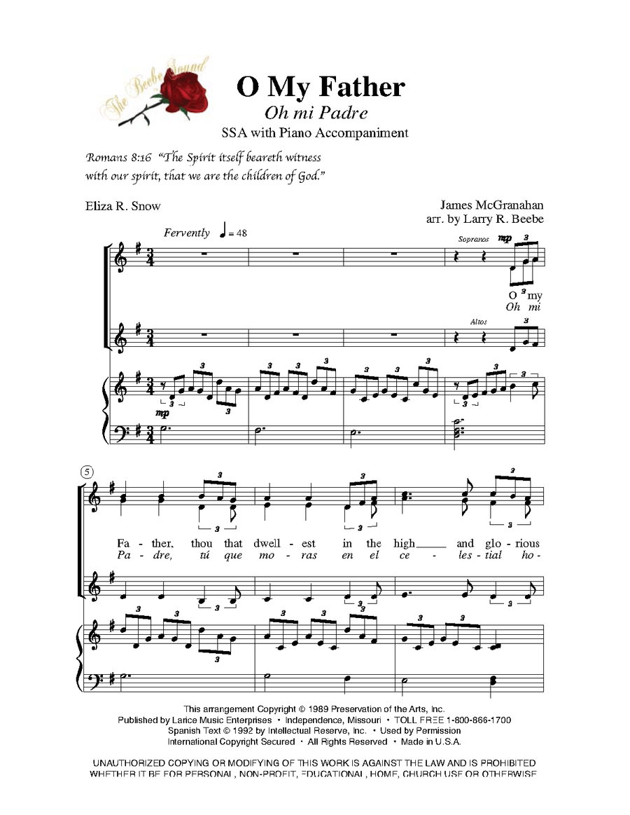 O My Father - SSA O My Father - SSA SSA scores gallery preview page 2