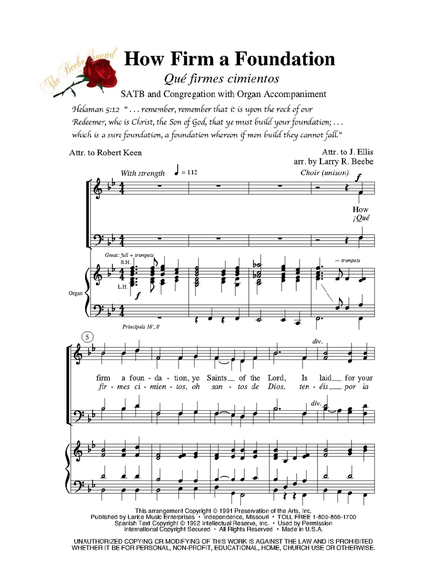 How Firm a Foundation - SATB with Organ 4-Part scores gallery preview page 2