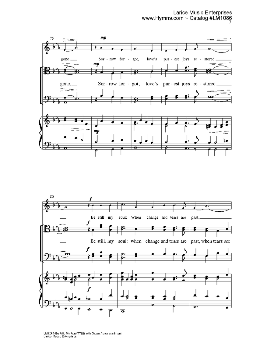 Be Still My Soul - TTBB with Organ by Larry R. Beebe TTBB - Sheet Music page 3