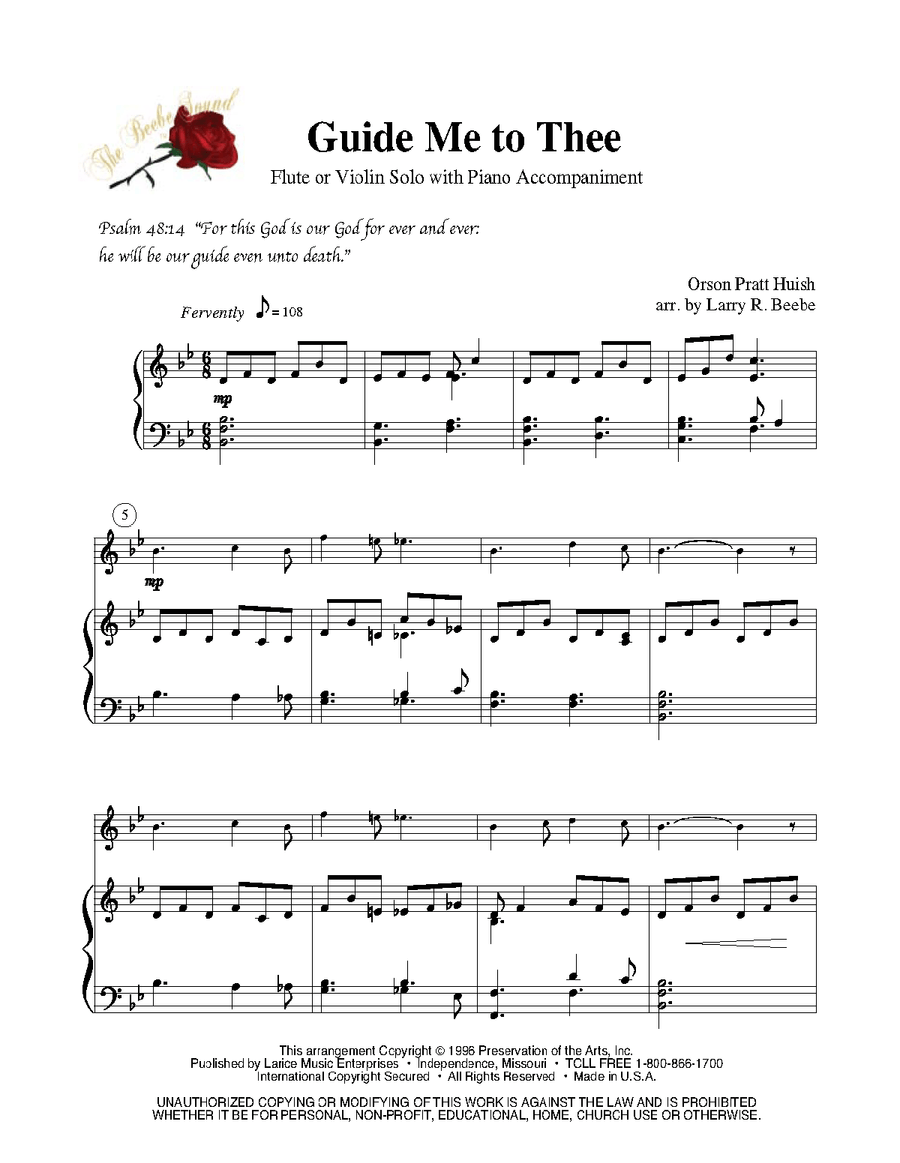 Guide Me to Thee - Violin or Flute Solo by Larry R. Beebe Flute Solo - Sheet Music page 2