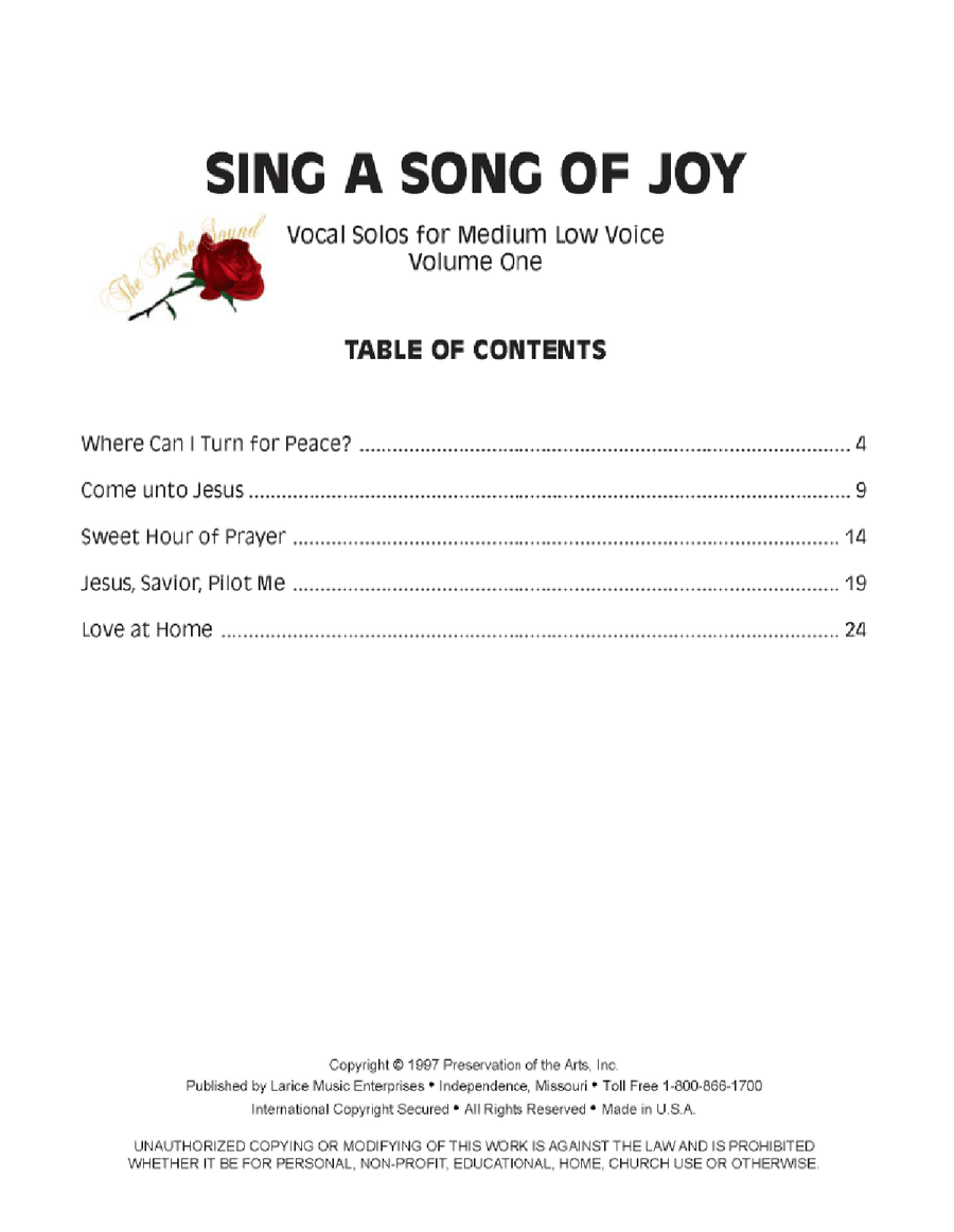 Sing a Song of Joy - Medium Low Voice, Vol. 1 Low Voice scores gallery preview page 4