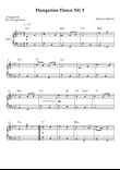 Hungarian Dance No. 5 – Easy Piano (Key of Fm)