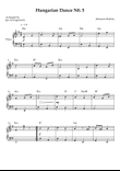 Hungarian Dance No. 5 – Easy Piano (Key of Em)