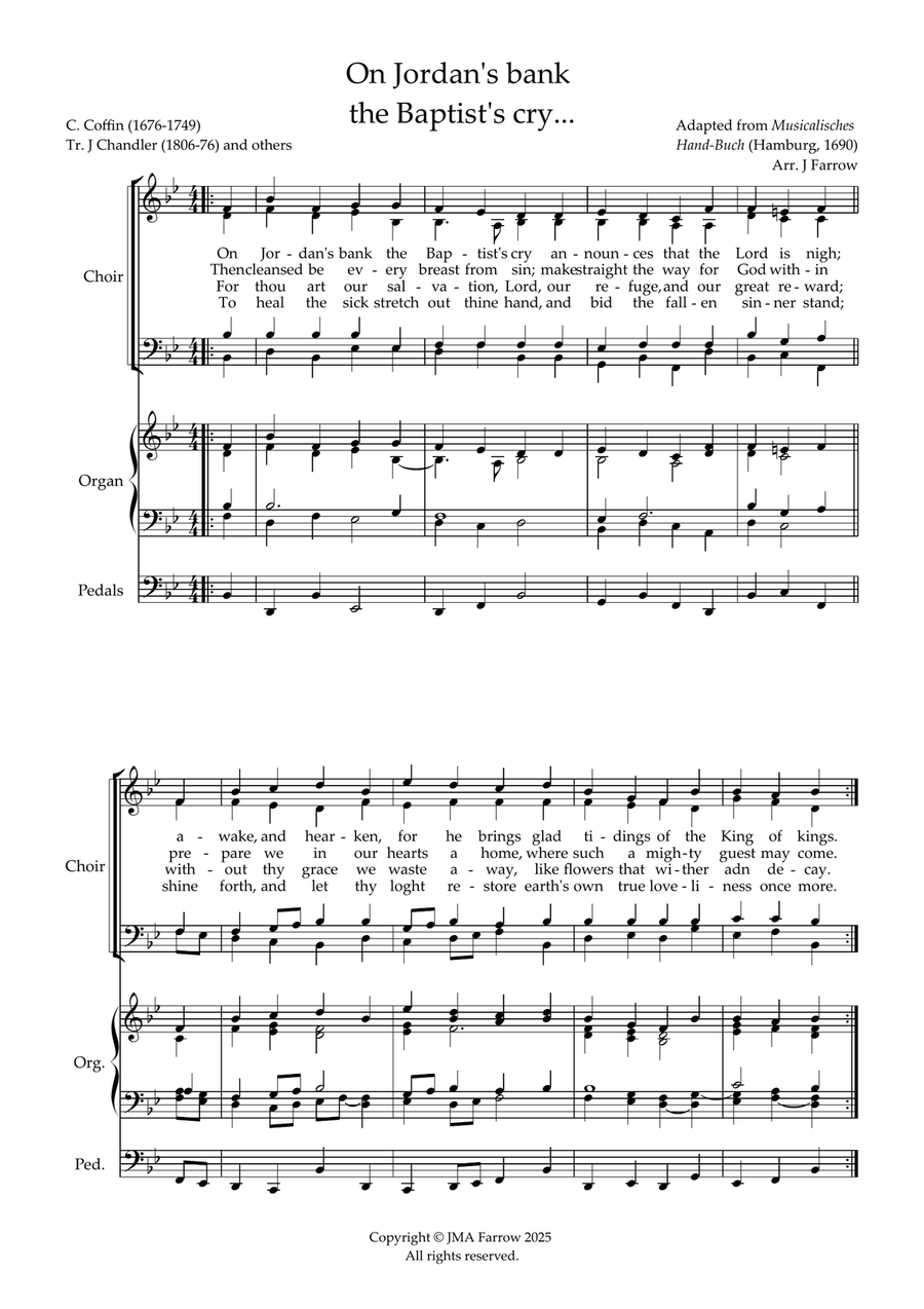 Wincester New Descant: On Jordan's bank the Baptist's cry... 4-Part scores gallery preview page 2