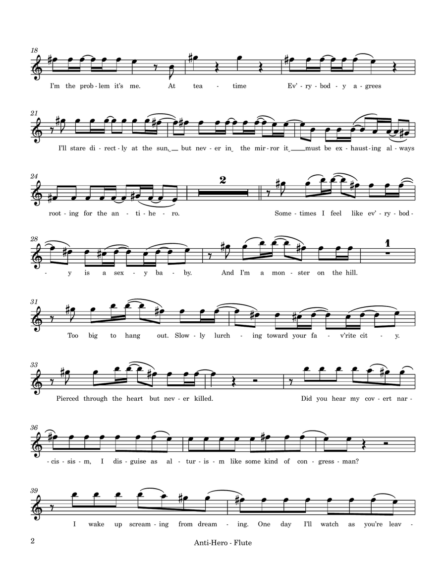 Anti-Hero Flute Solo scores gallery preview page 4