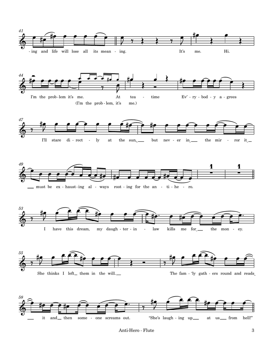 Anti-Hero Flute Solo scores gallery preview page 5