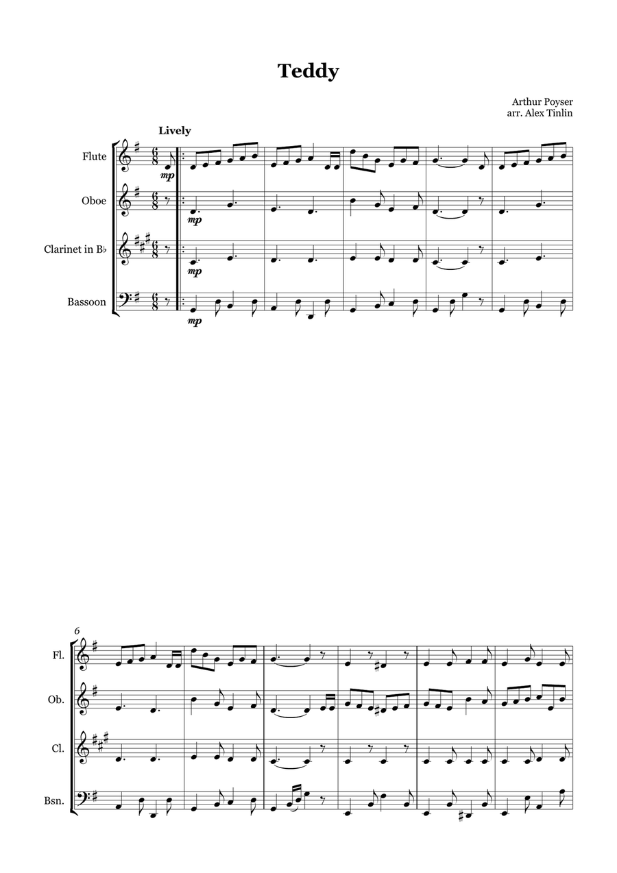Teddy Teddy Woodwind Quartet scores gallery preview page 2