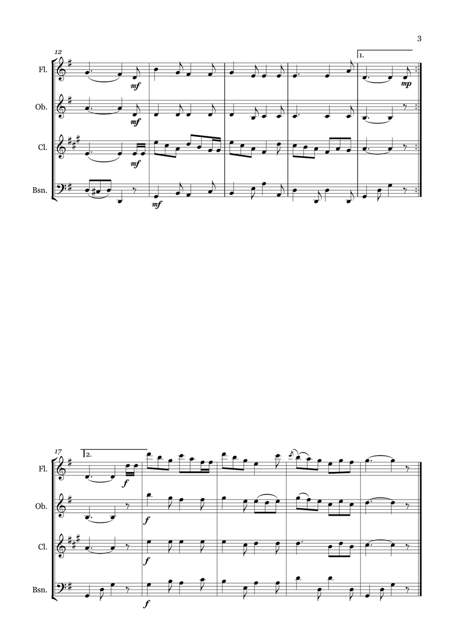 Teddy Teddy Woodwind Quartet scores gallery preview page 3