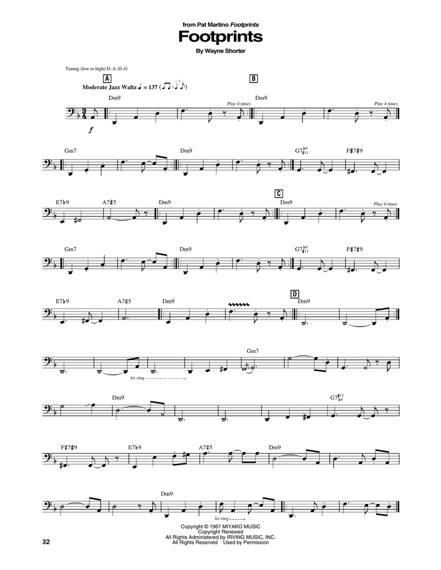 Footprints Footprints Bass Voice scores gallery preview page 1