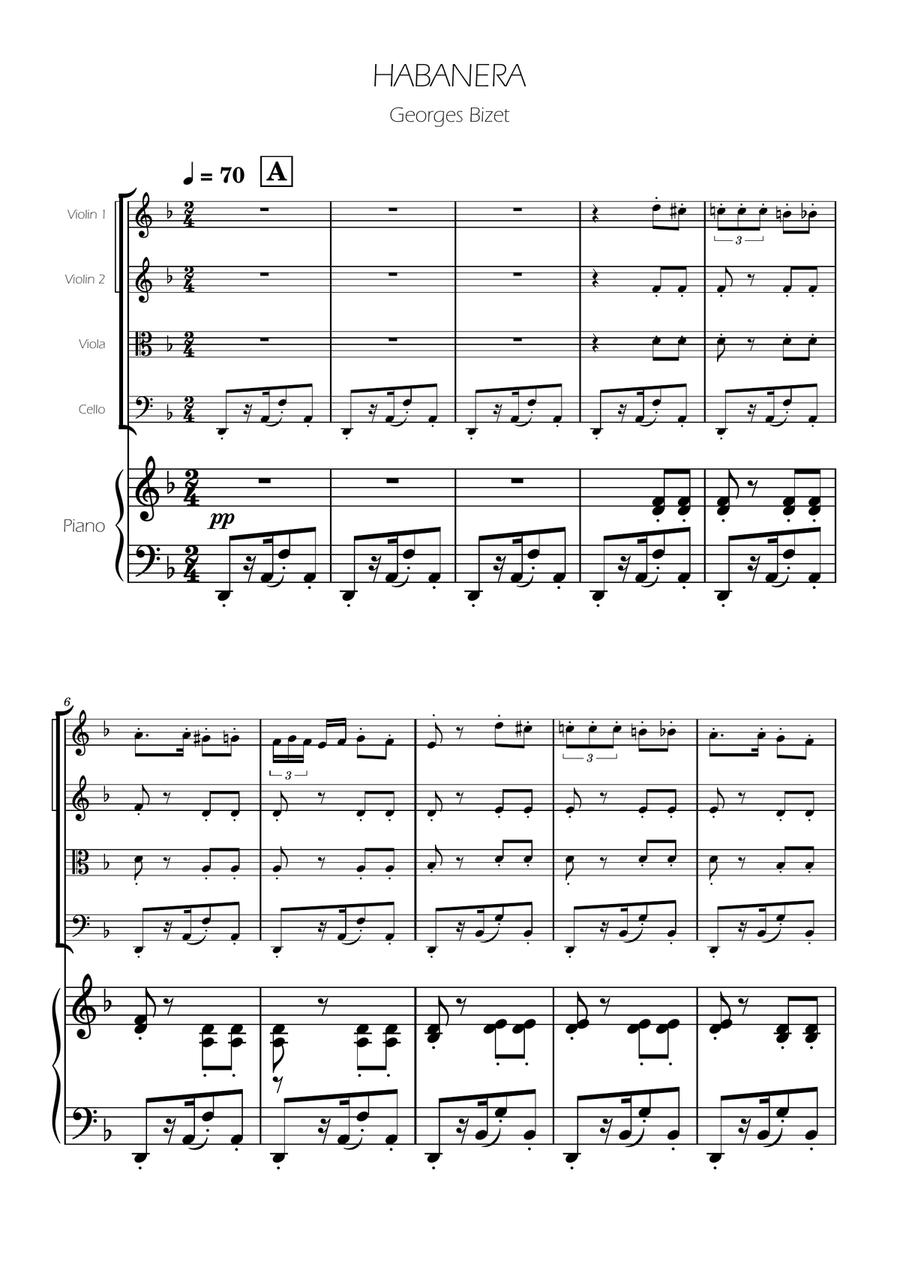 Habanera from Carmen - String Quartet String Quartet scores gallery preview page 1