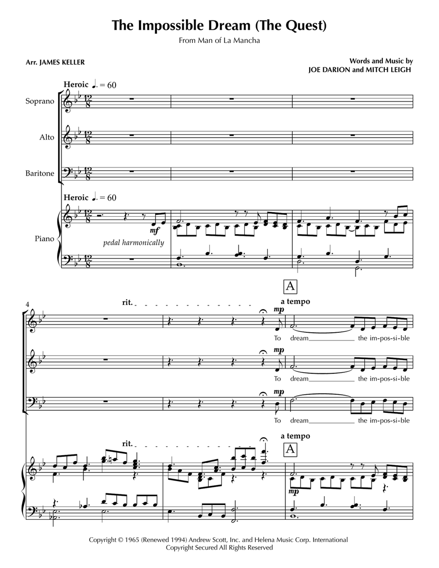 The Impossible Dream (The Quest) 3-Part scores gallery preview page 2