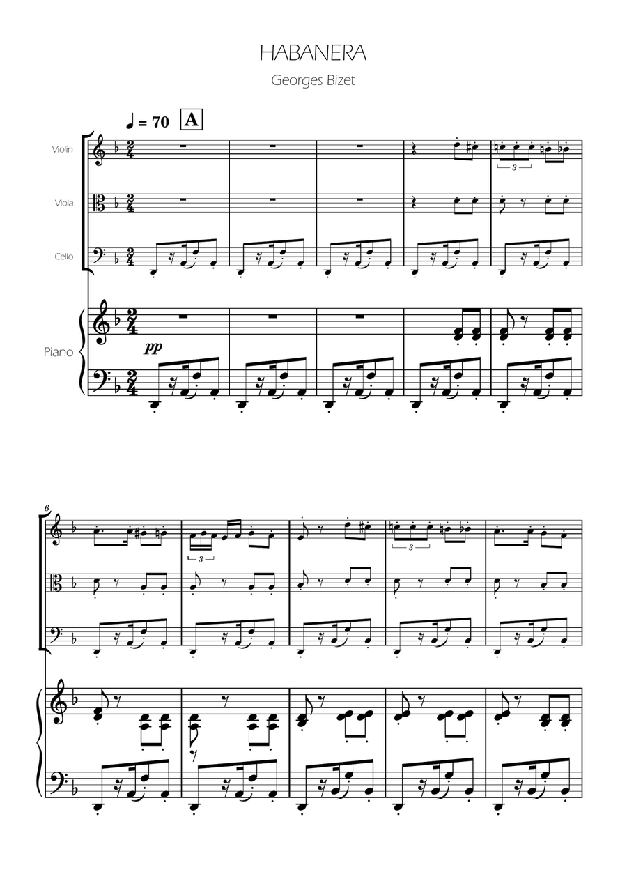 Habanera from Carmen - String Trio String Trio scores gallery preview page 1