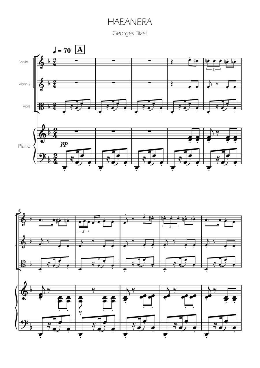 Habanera from Carmen - String Trio String Trio scores gallery preview page 1