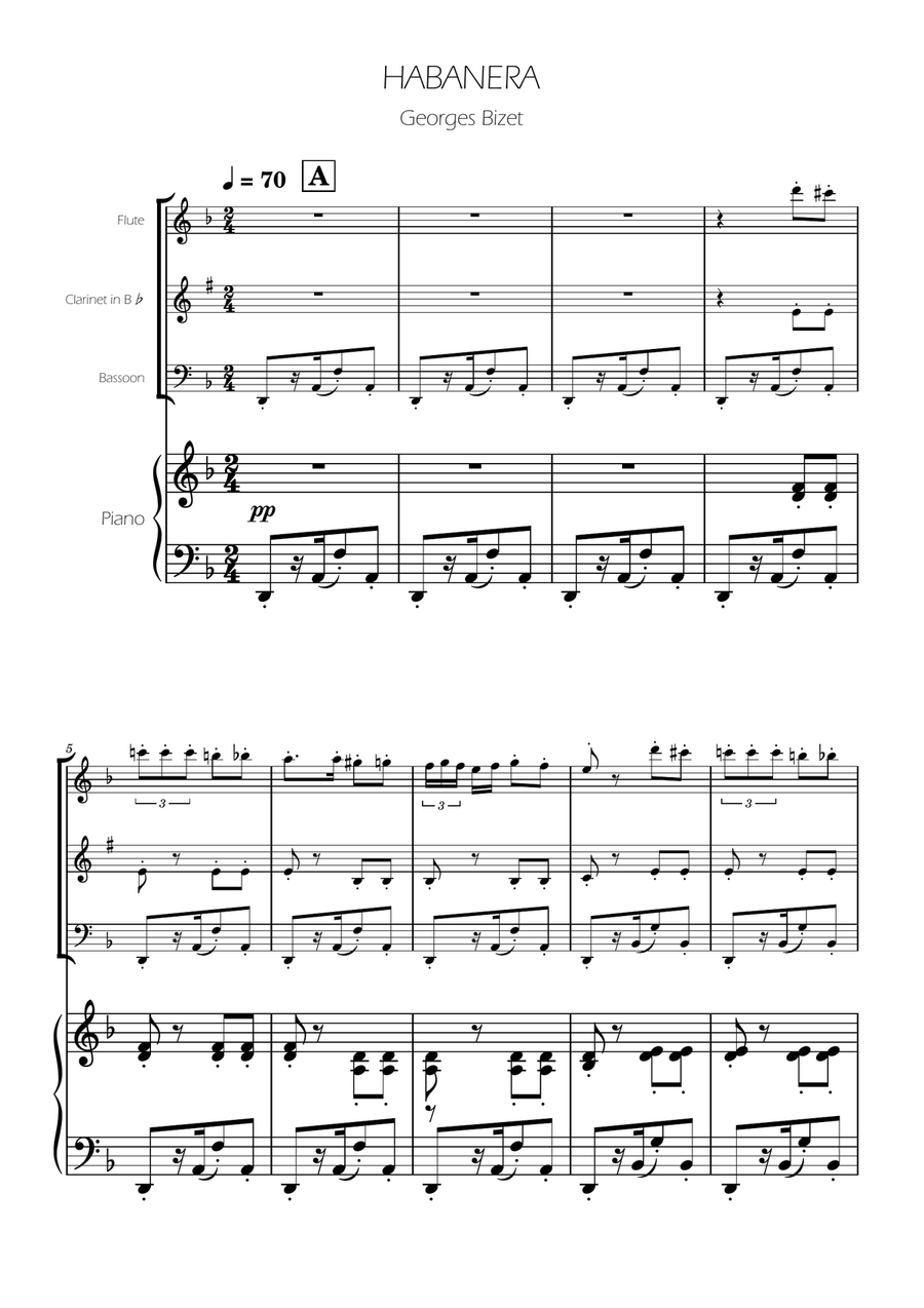Habanera from Carmen - Woodwind Trio Woodwind Trio scores gallery preview page 1