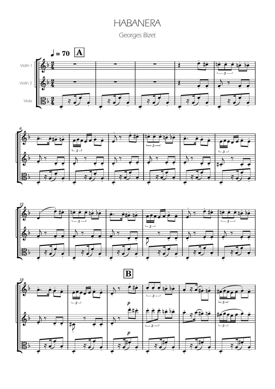 Habanera from Carmen - String Trio String Trio scores gallery preview page 1