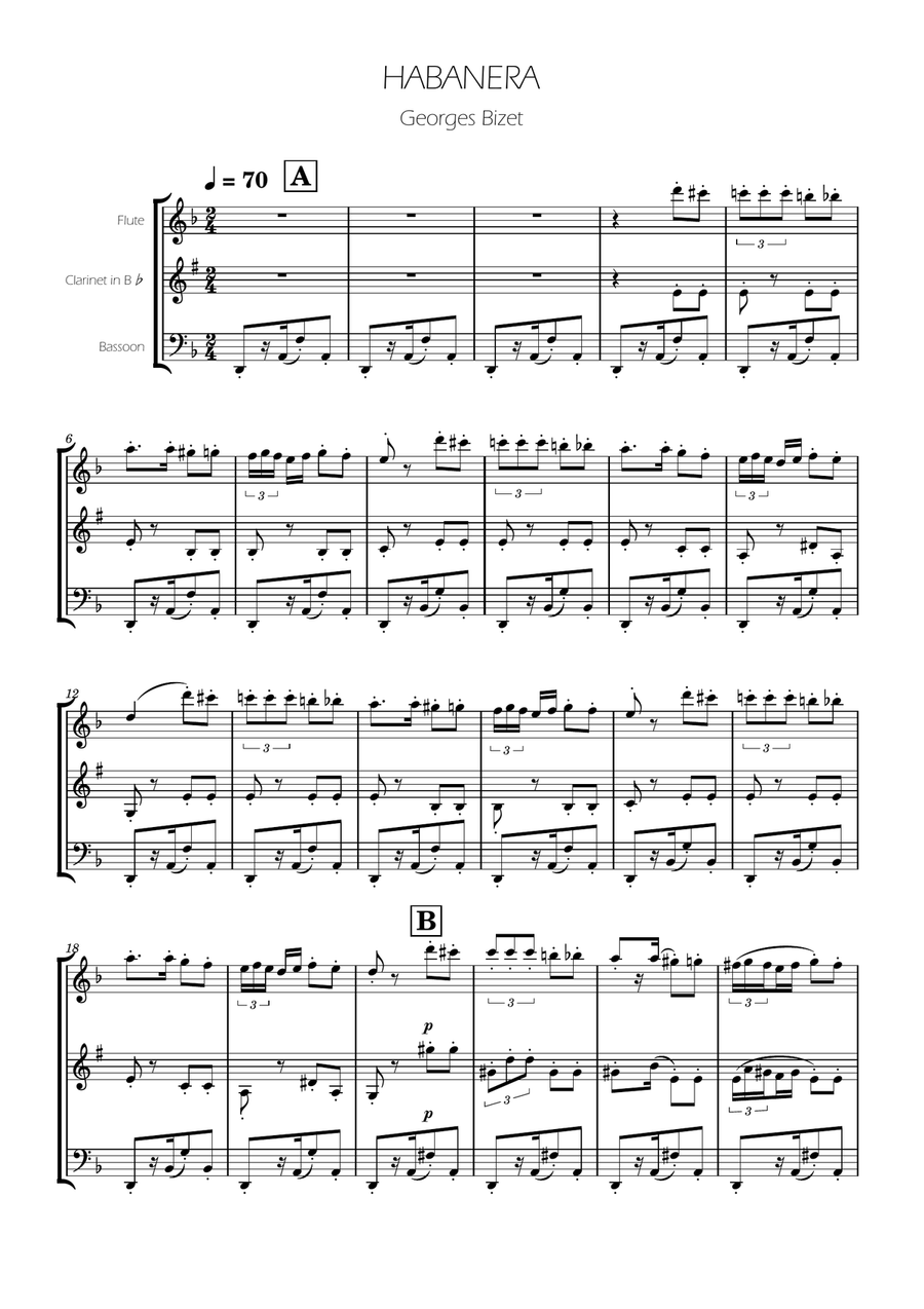 Habanera from Carmen - Woodwind Trio Woodwind Trio scores gallery preview page 1
