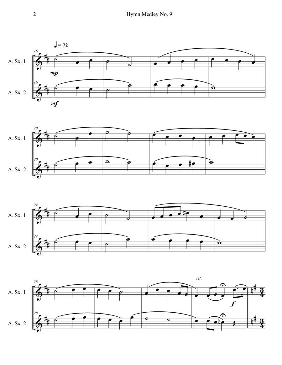 Hymn Medley No. 9 (Alto Sax Duet) Woodwind Duet scores gallery preview page 2