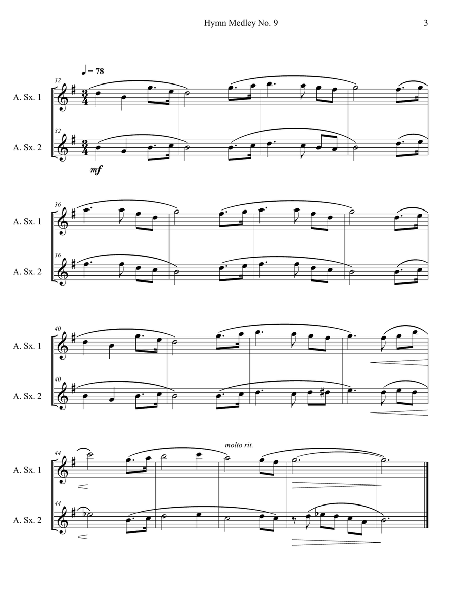 Hymn Medley No. 9 (Alto Sax Duet) Woodwind Duet scores gallery preview page 3