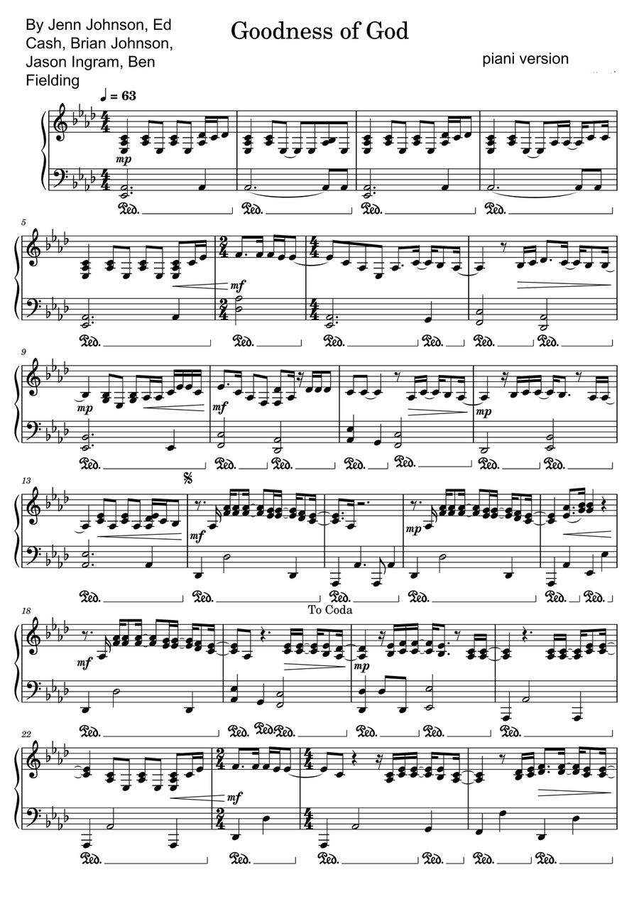 Goodness Of God Goodness Of God Easy Piano scores gallery preview page 1