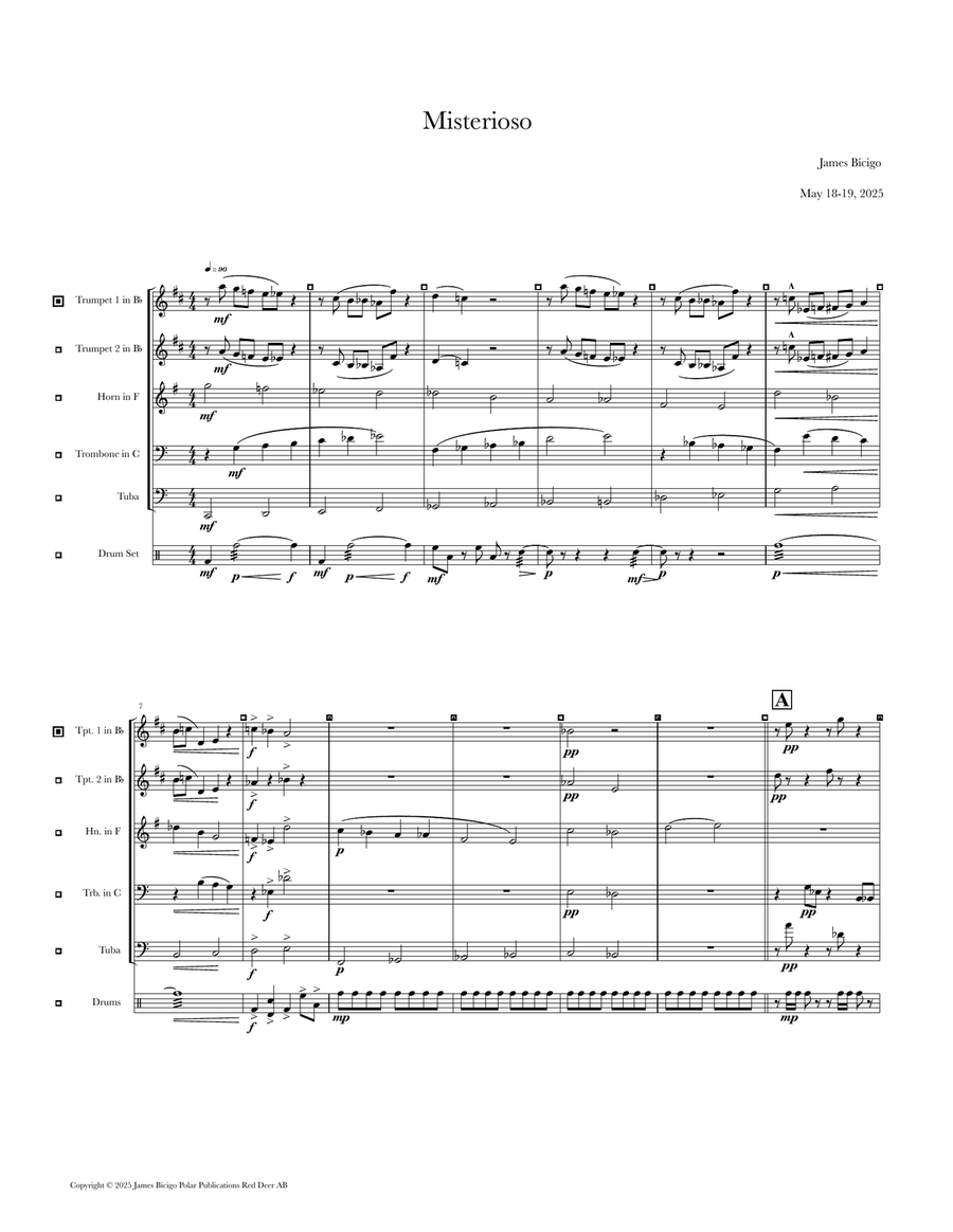 Misterioso Misterioso Brass Quintet scores gallery preview page 1
