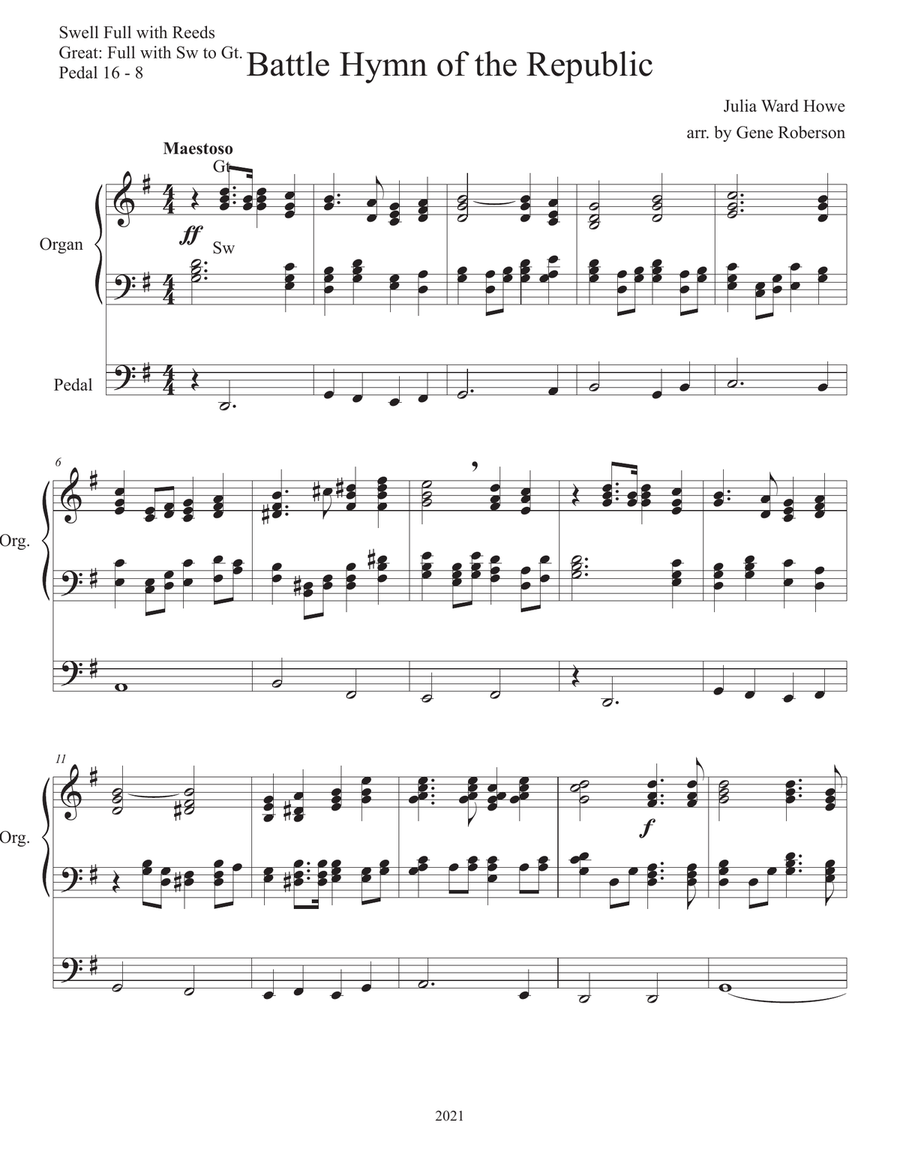Battle Hymn of the Republic Organ Solo Organ Solo scores gallery preview page 2