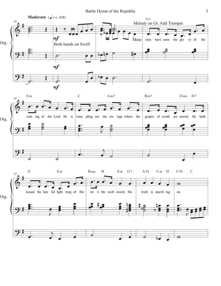 Battle Hymn of the Republic Organ Solo Organ Solo scores gallery preview page 3