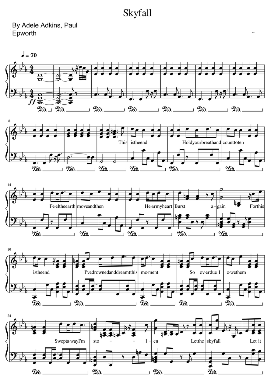 Skyfall Skyfall Piano Solo scores gallery preview page 1