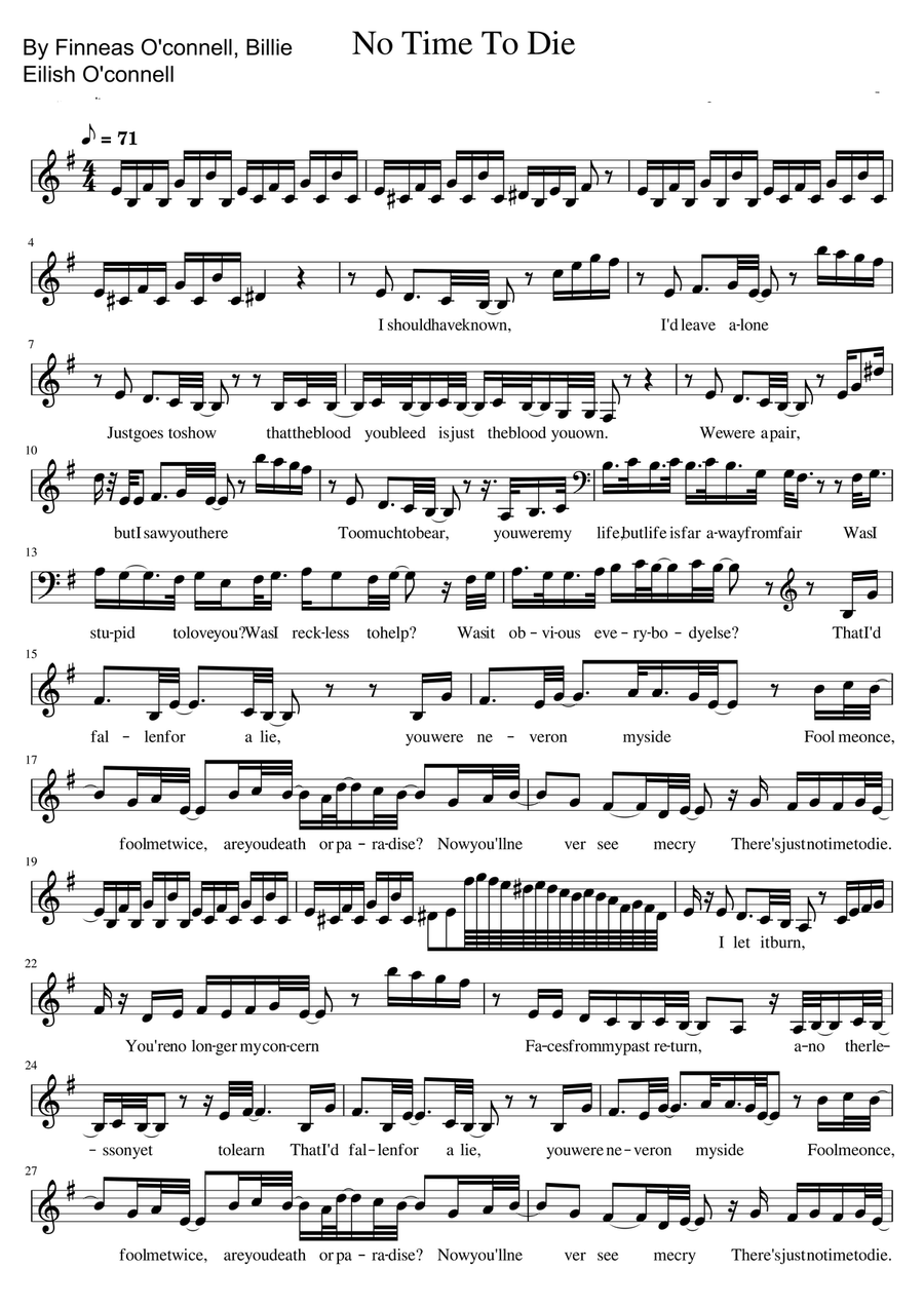 No Time To Die No Time To Die Easy Piano scores gallery preview page 1