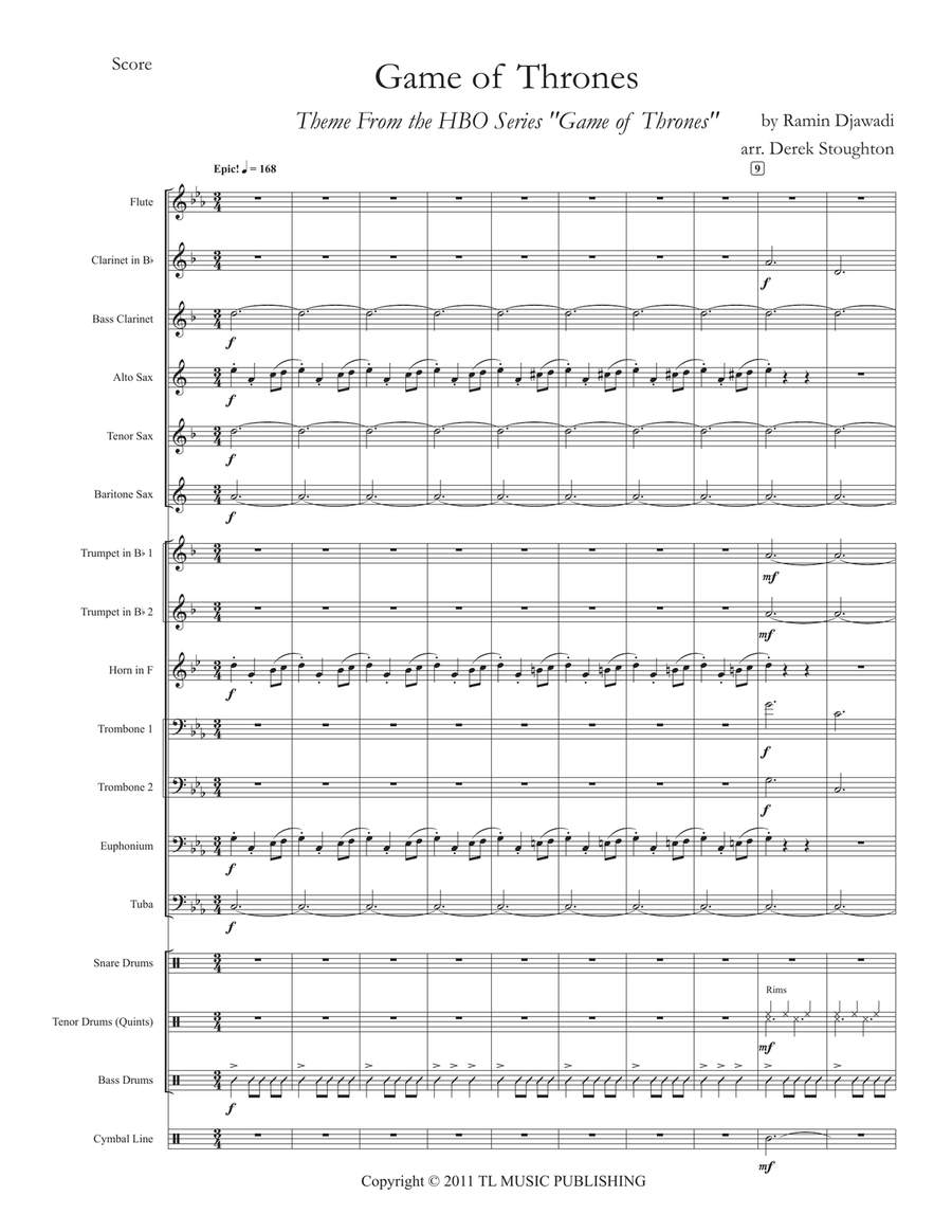 Game Of Thrones Game Of Thrones Marching Band scores gallery preview page 1