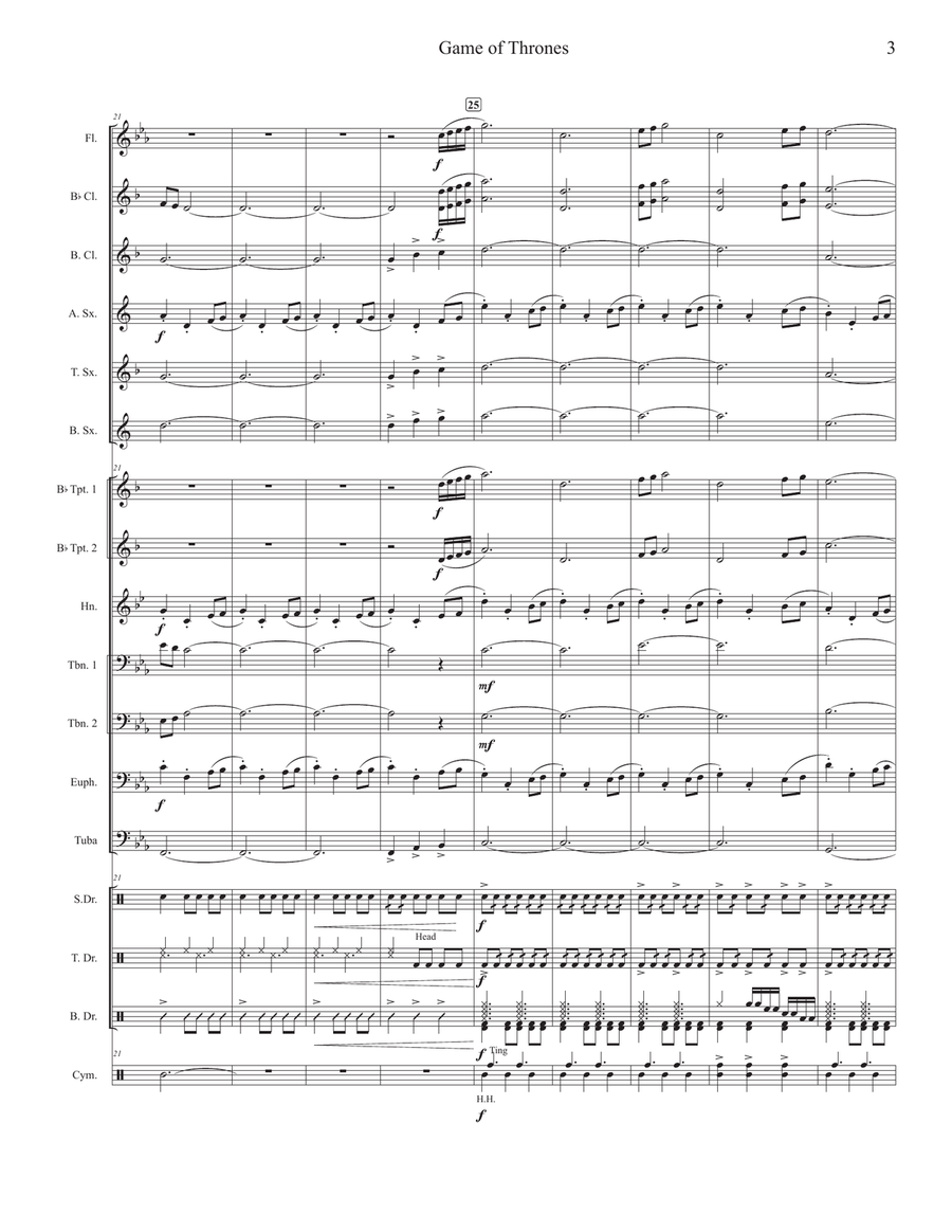 Game Of Thrones Game Of Thrones Marching Band scores gallery preview page 3