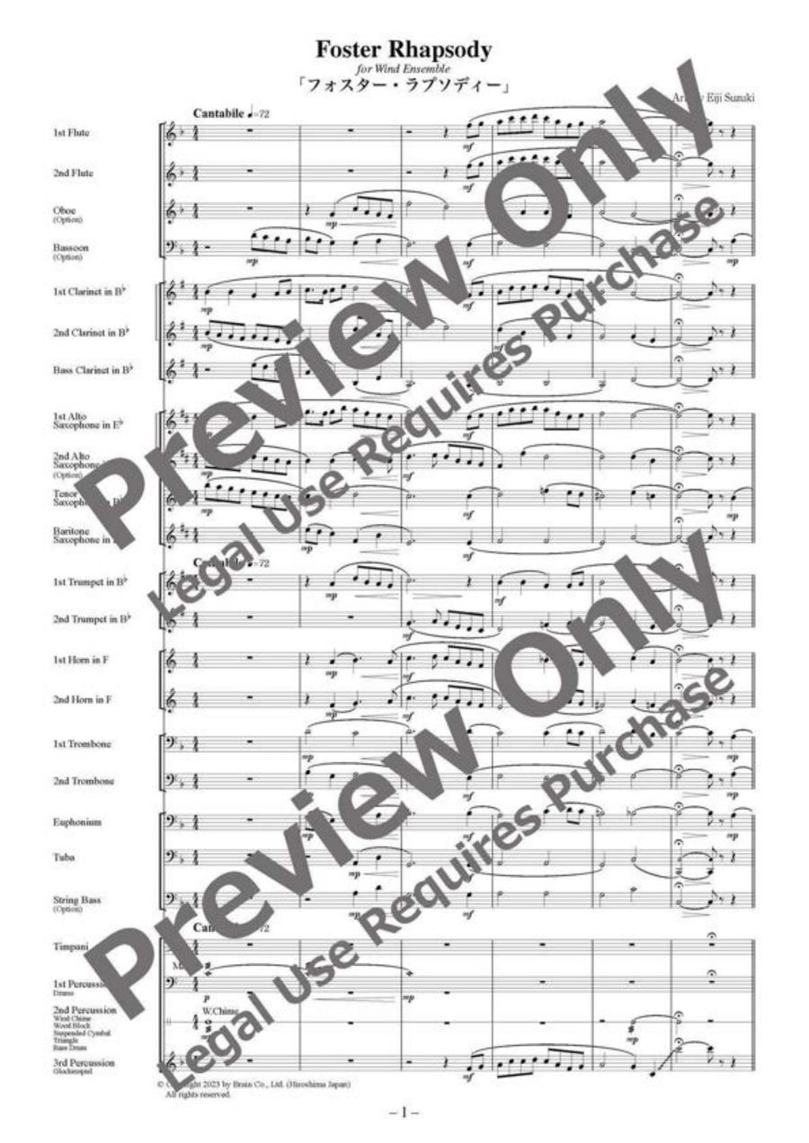 Foster Rhapsody for Wind Ensemble Concert Band scores gallery preview page 2