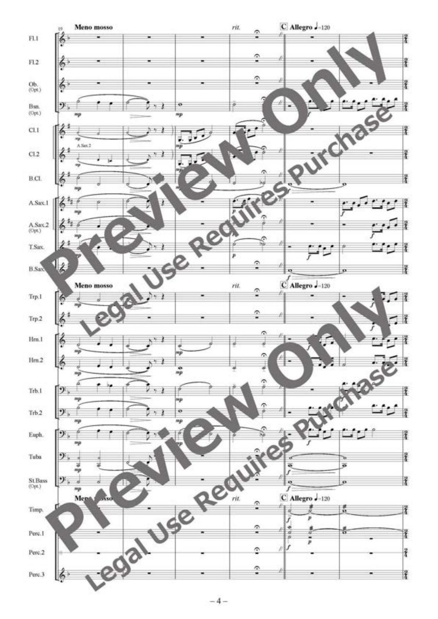 Foster Rhapsody for Wind Ensemble Concert Band scores gallery preview page 5