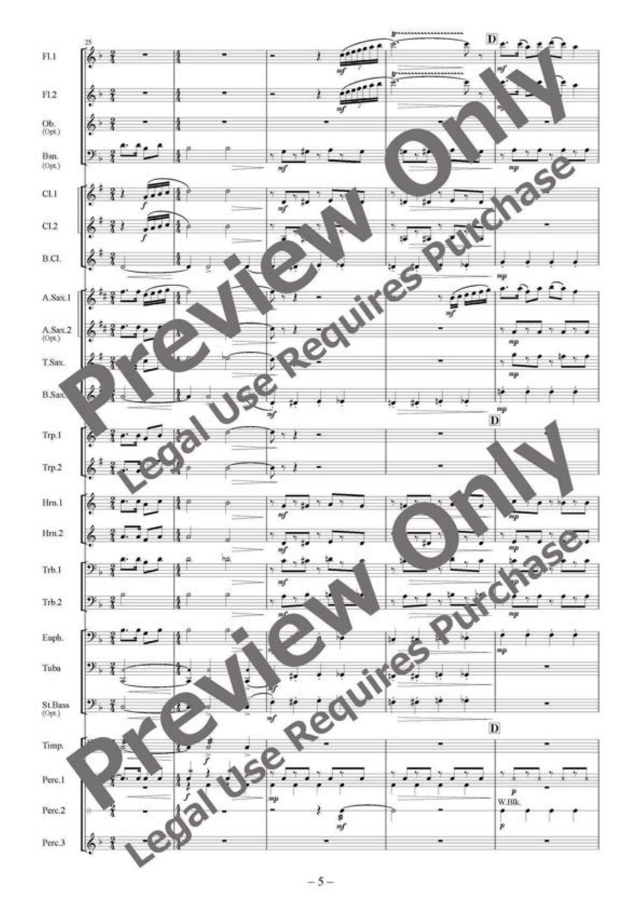 Foster Rhapsody for Wind Ensemble Concert Band scores gallery preview page 6