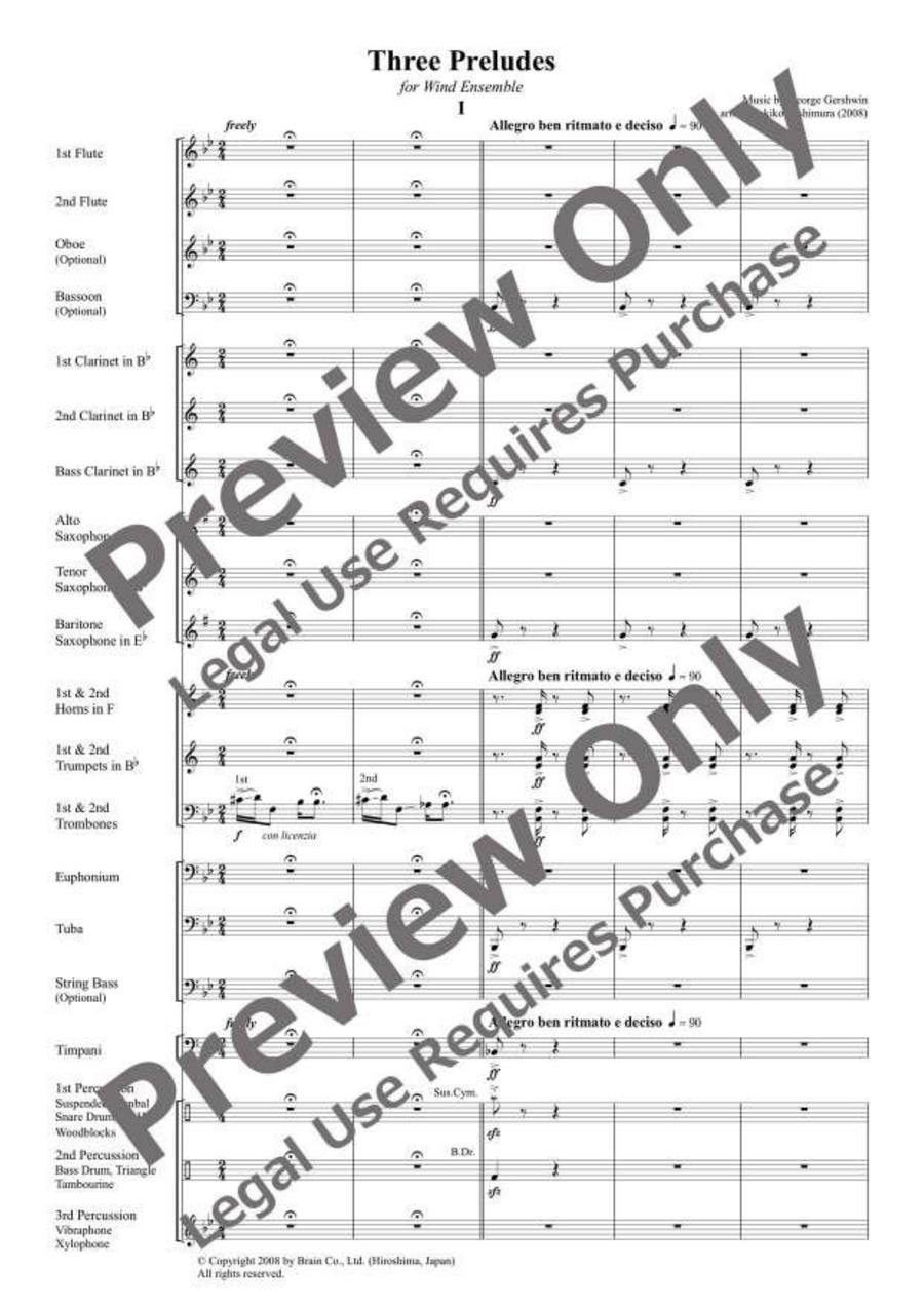 Three Preludes for Wind Ensemble Concert Band scores gallery preview page 2