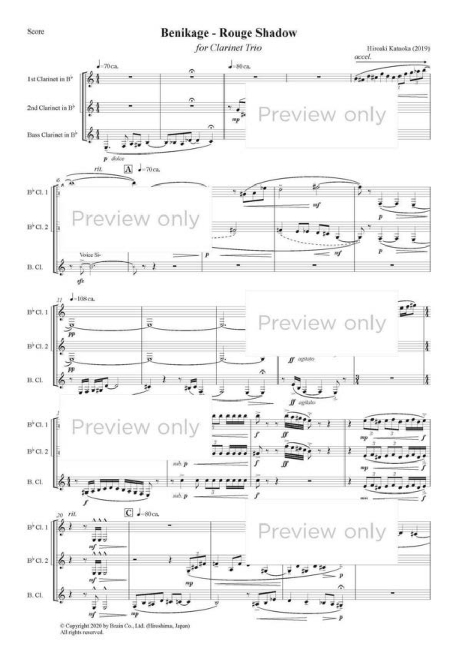Benikage (Rouge Shadow) - Clarinet Trio Clarinet Trio scores gallery preview page 2