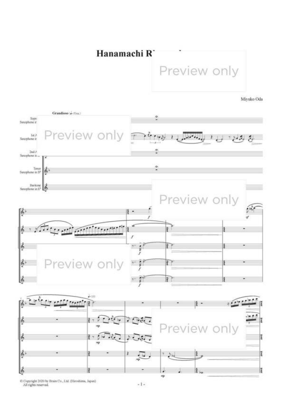 Hanamachi Rhapsody - Saxophone Quintet Saxophone Quintet scores gallery preview page 2