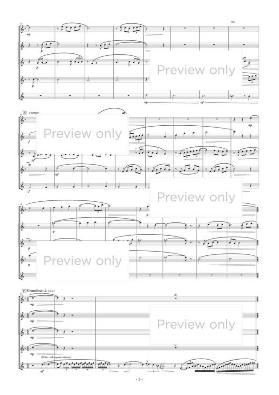 Hanamachi Rhapsody - Saxophone Quintet Saxophone Quintet scores gallery preview page 6