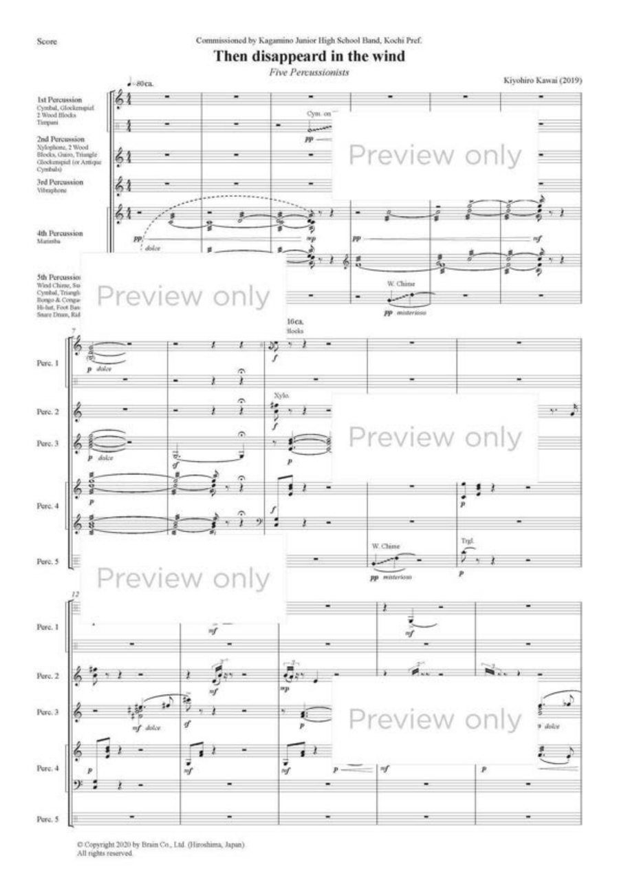 Then Disappeared in the Wind - Percussion Quintet 5-Octaves scores gallery preview page 2