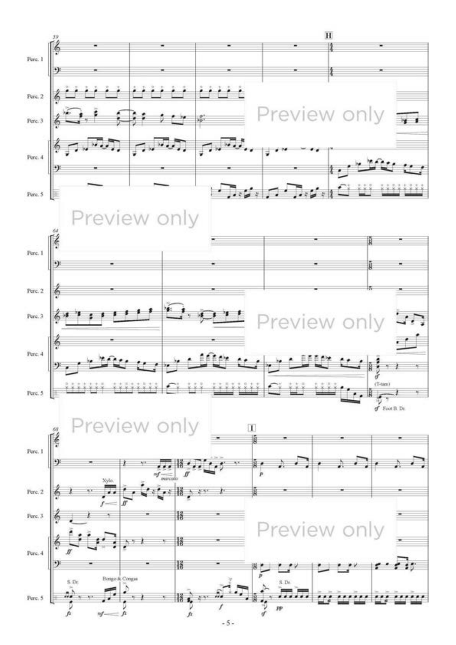 Then Disappeared in the Wind - Percussion Quintet 5-Octaves scores gallery preview page 6