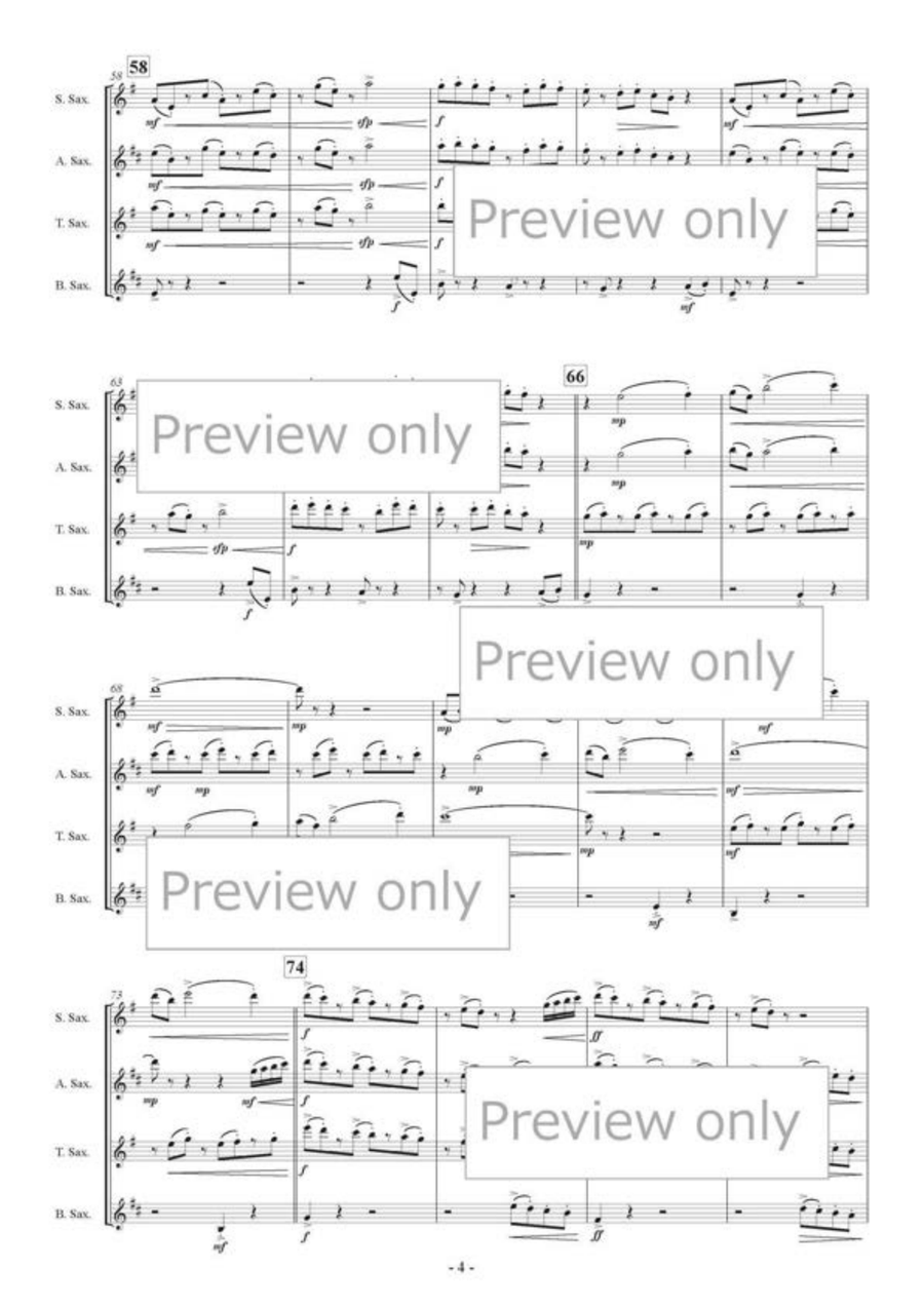 Santorini Holiday - Saxophone Quartet Saxophone Quartet scores gallery preview page 5