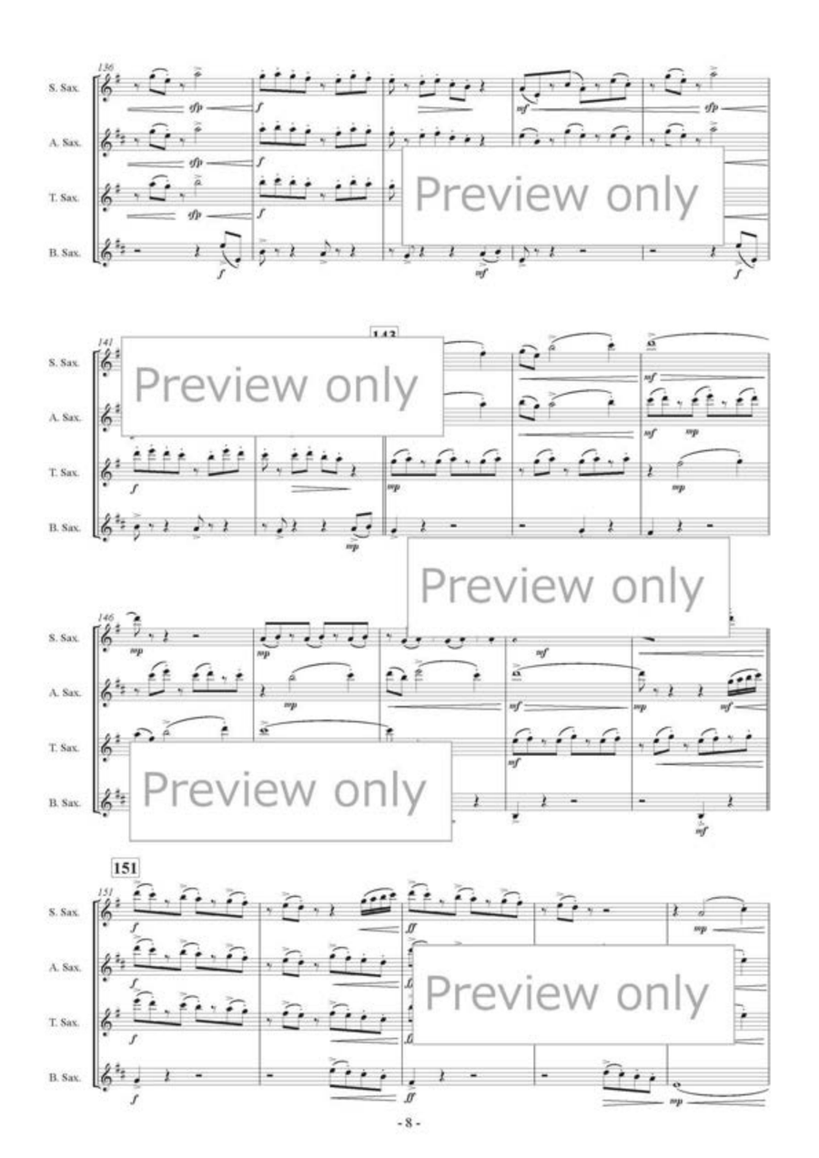 Santorini Holiday - Saxophone Quartet Saxophone Quartet scores gallery preview page 9