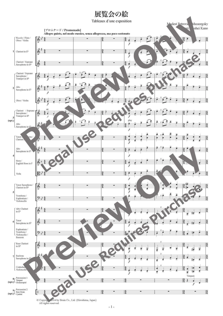 Pictures at an Exhibition - Flexible Ensemble/Band 7 Parts & Optional Percussion B-Flat Clarinet scores gallery preview page 2