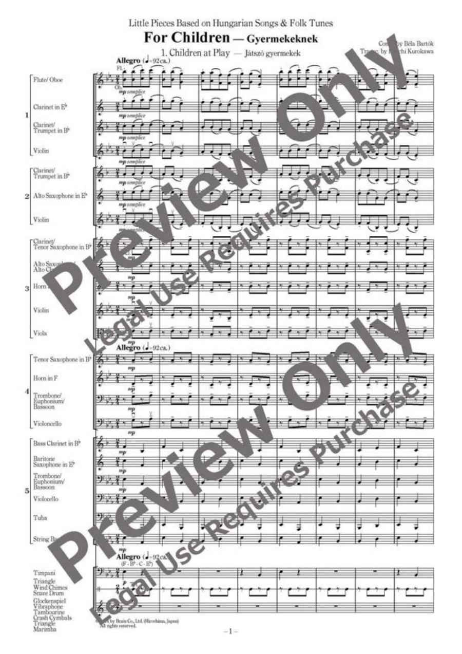 For Children - Flexible Ensemble/Band 5 Parts & Optional Percussion B-Flat Clarinet scores gallery preview page 2