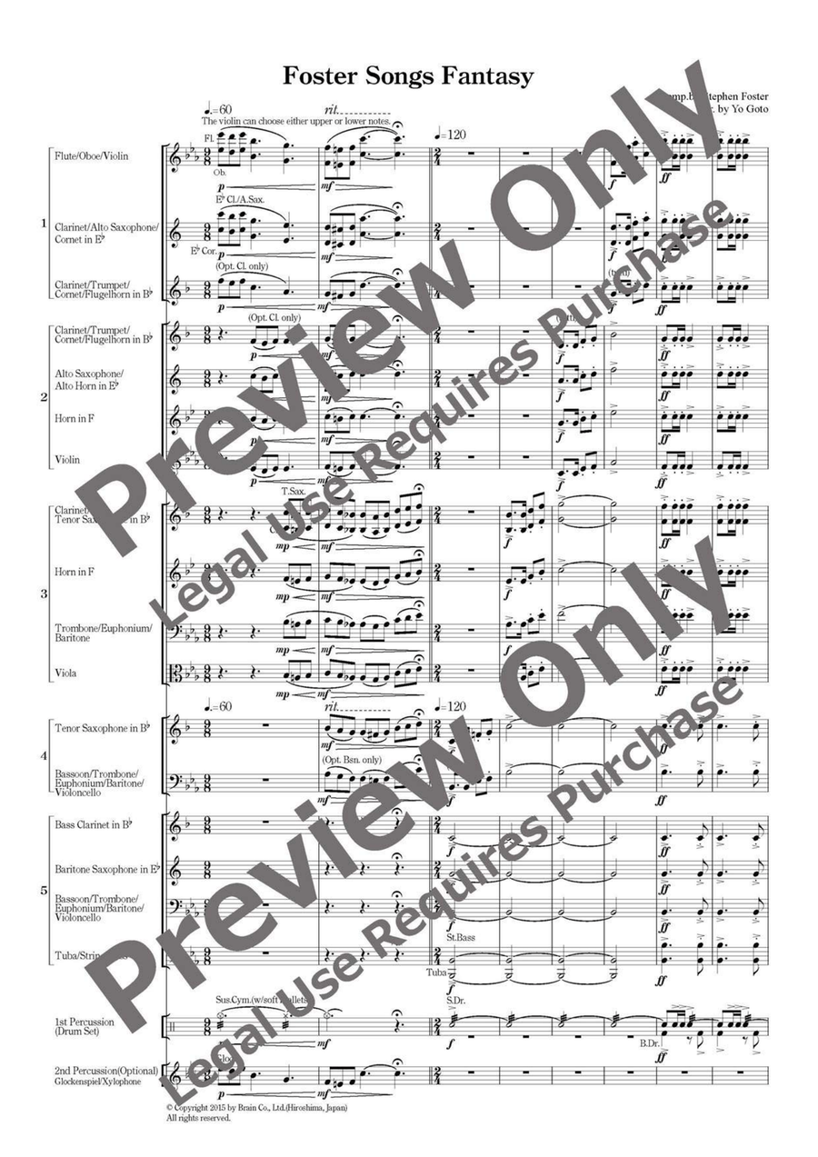 Foster Songs Fantasy - Flexible Band 5 Parts & Percussion B-Flat Clarinet scores gallery preview page 2