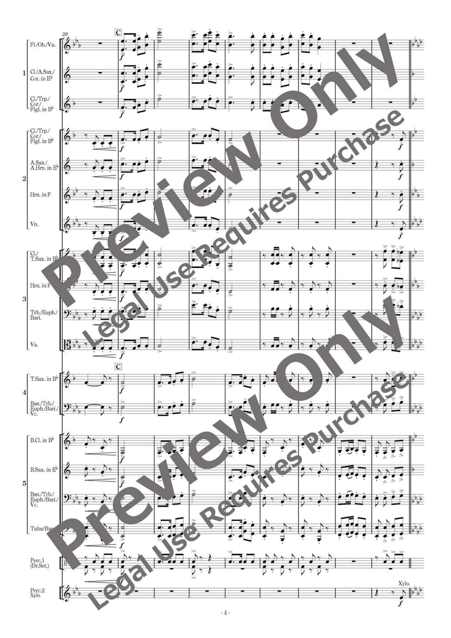 Foster Songs Fantasy - Flexible Band 5 Parts & Percussion B-Flat Clarinet scores gallery preview page 5