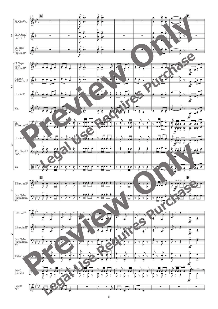 Foster Songs Fantasy - Flexible Band 5 Parts & Percussion B-Flat Clarinet scores gallery preview page 6