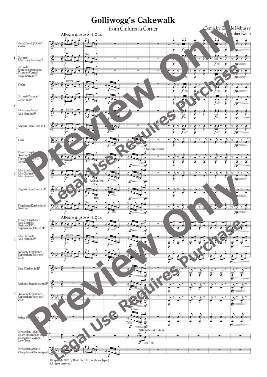 Golliwogg's Cakewalk from Children's Corner - Flexible Ensemble/Band 5 Parts & Optional Percussion English Horn scores gallery preview page 2