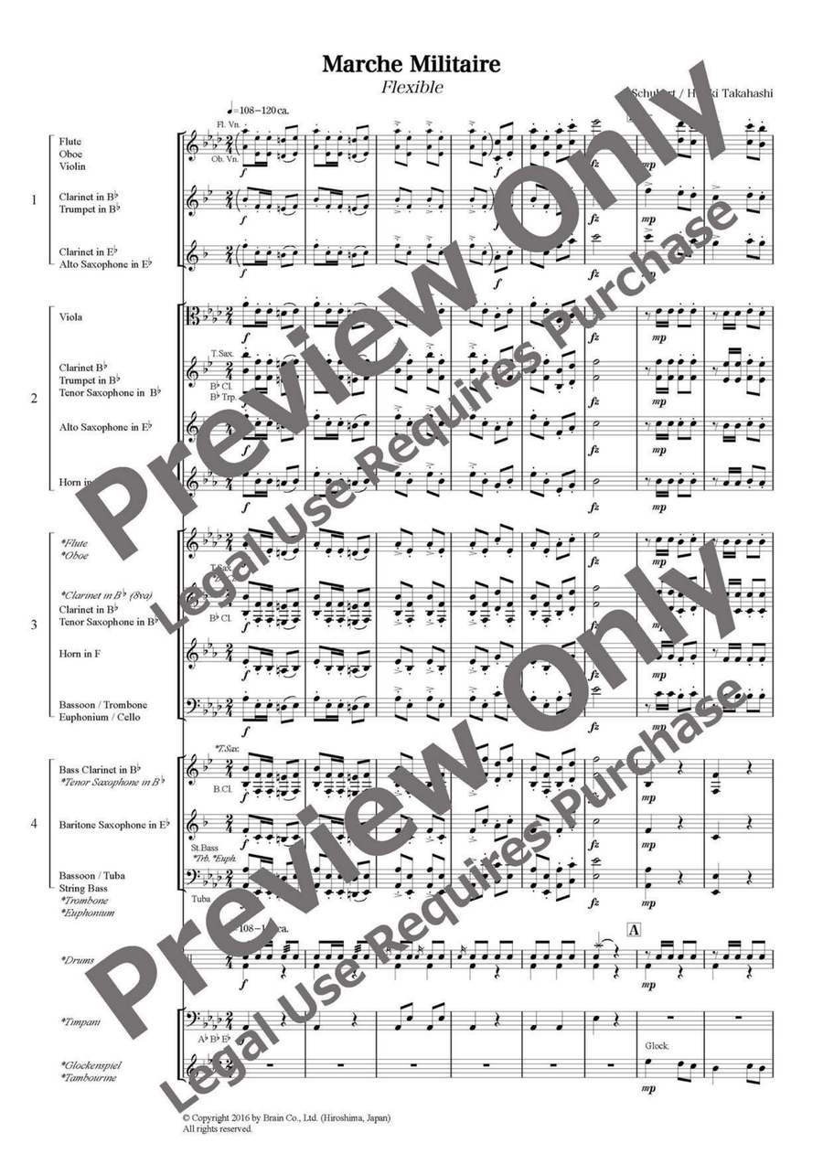 Marche Militaire - Flexible Ensemble/Band 4 Parts & Optional Percussion Bassoon scores gallery preview page 2