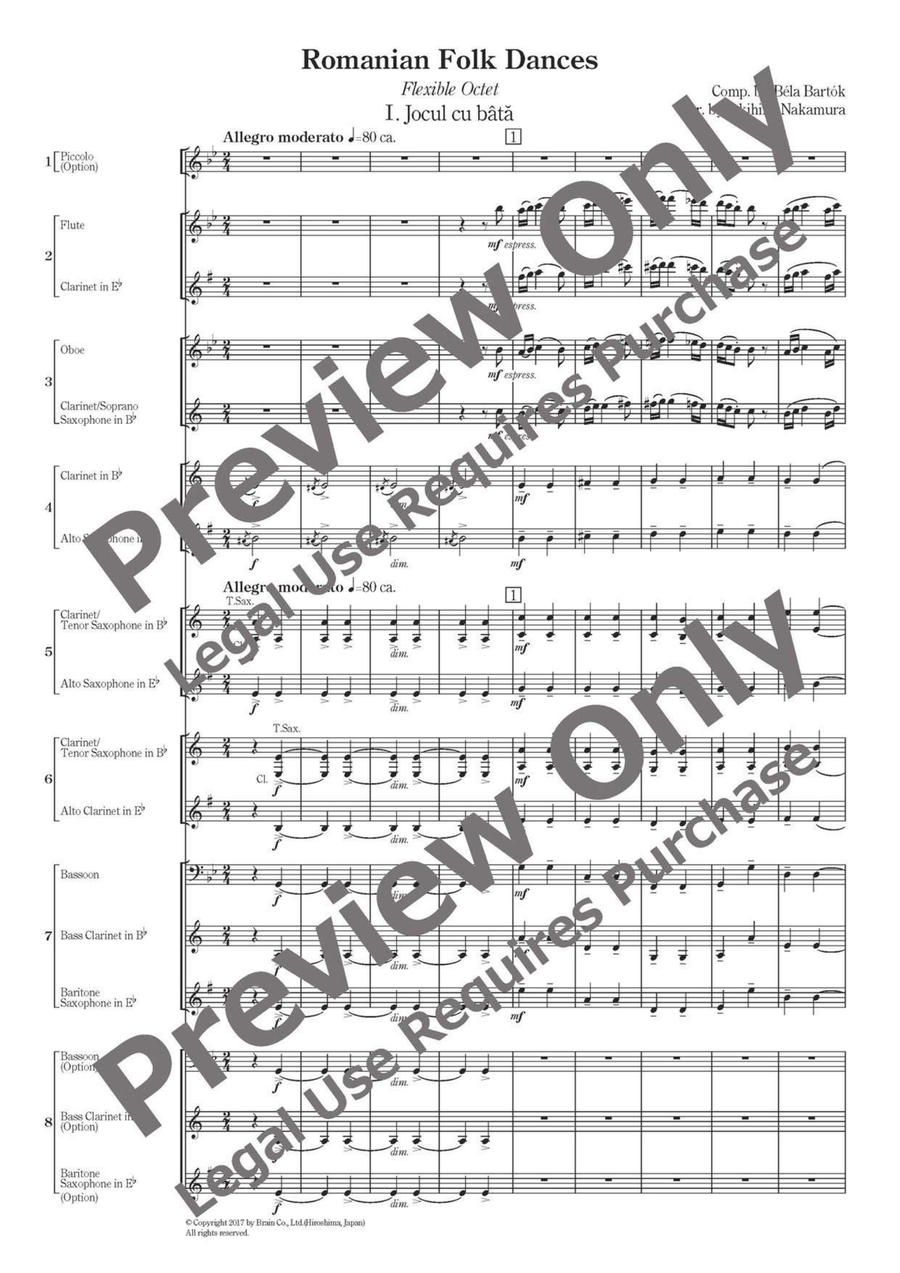 Romanian Folk Dances - Flexible Woodwind Sextet-Octet Chamber Music scores gallery preview page 2